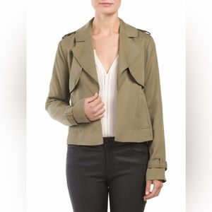 Harve Benard olive green short trench coat jacket
